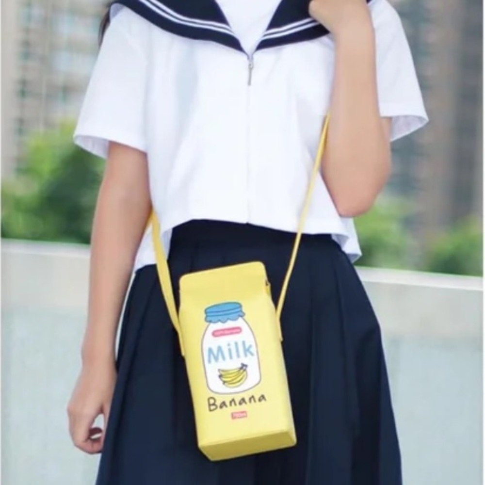 Yellow Banana 🍌 Milk 🥛 Carton Crossbody Shoulder Bag ⭐️ SO CUTE ⭐️